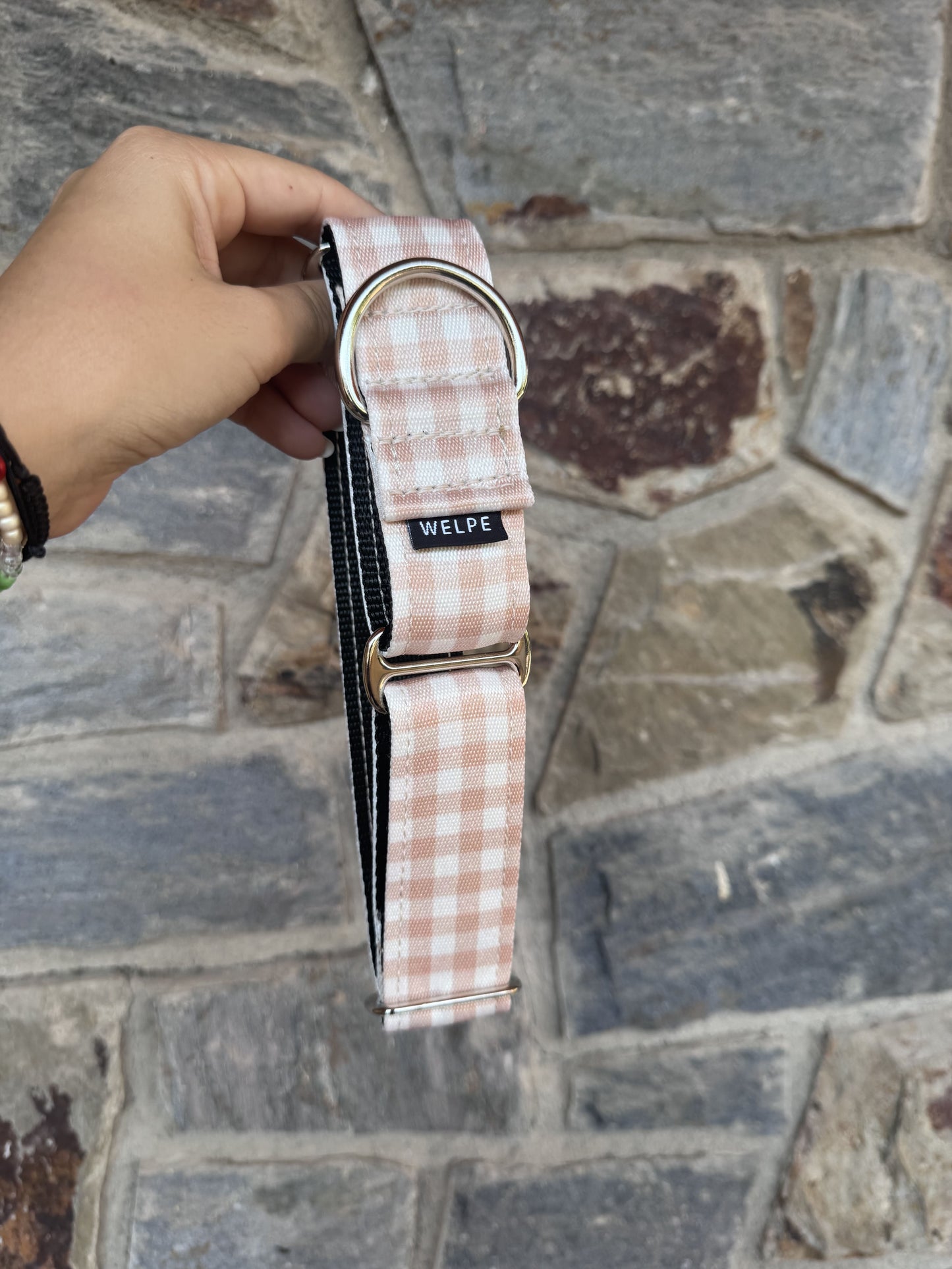 COLLAR MARTINGALE VICHY BEIGE
