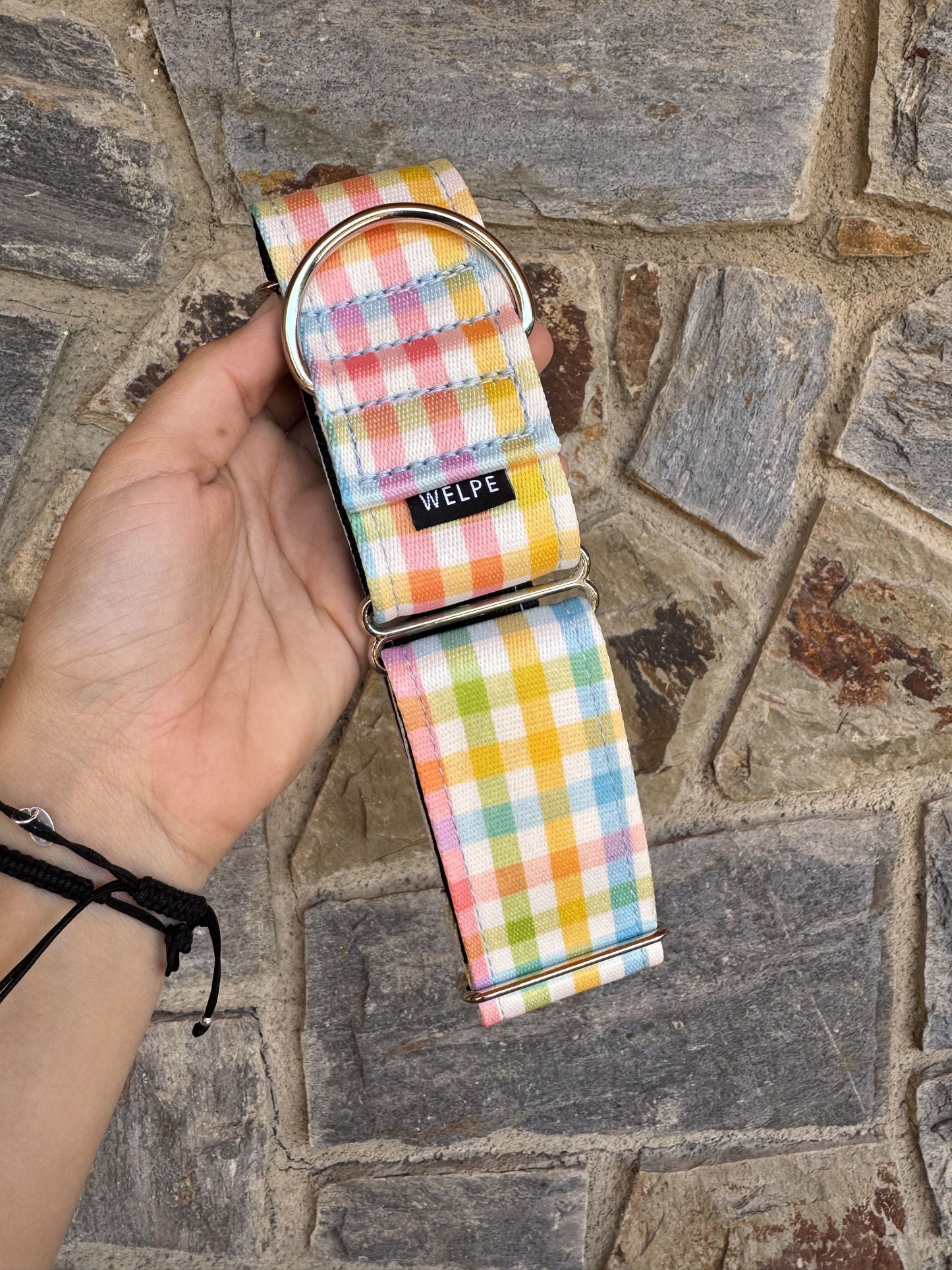 COLLAR MARTINGALE VICHY MUTLICOLOR PASTEL