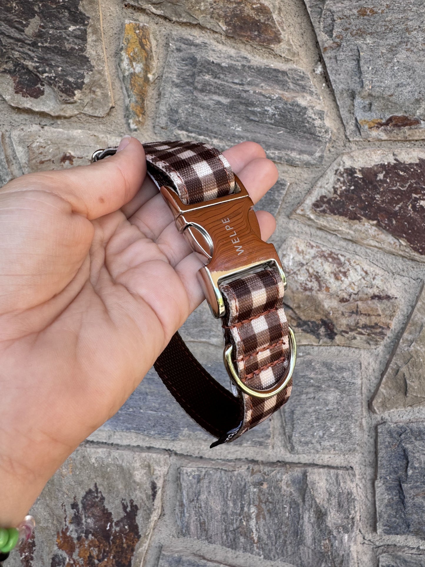 COLLAR PARA PERRO VICHY MARRÓN