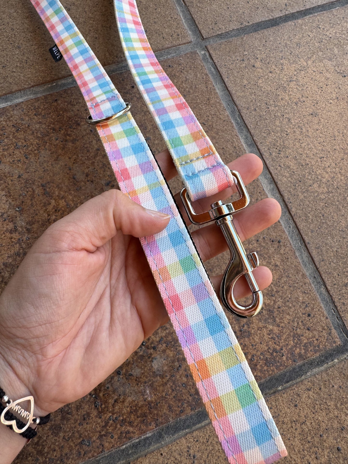 CORREA PARA PERRO VICHY MULTICOLOR PASTEL