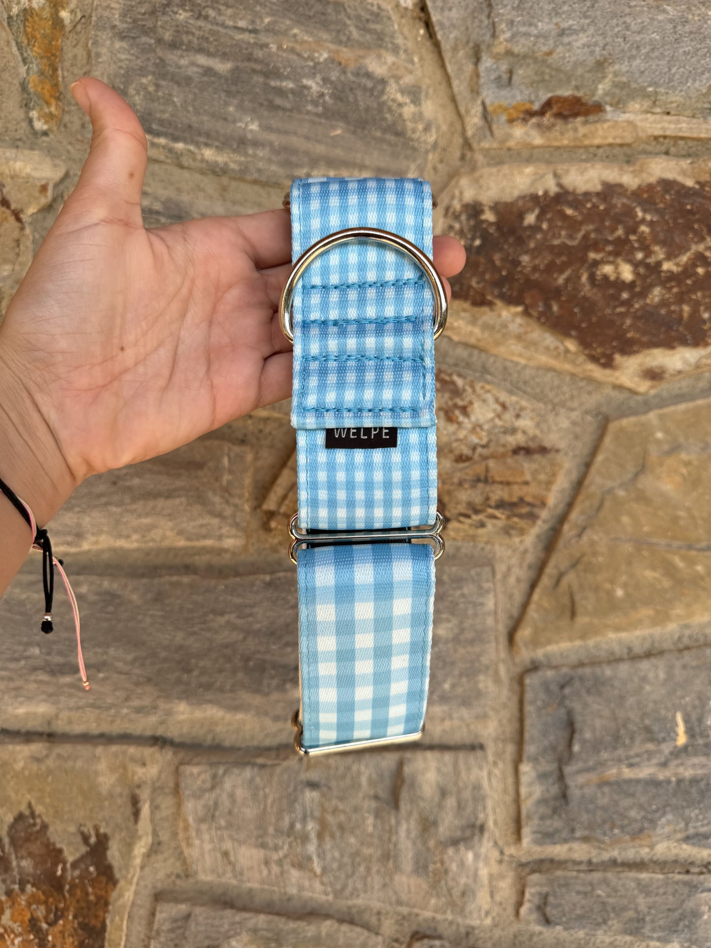 COLLAR MARTINGALE VICHY AZUL