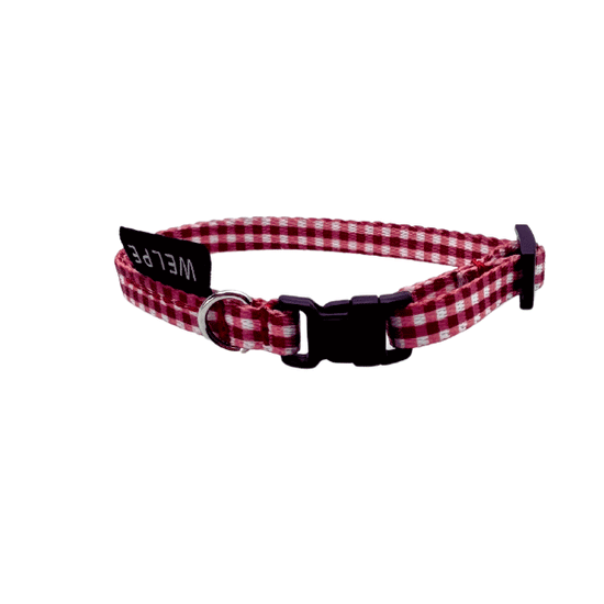 COLLAR PARA GATO VICHY GRANATE