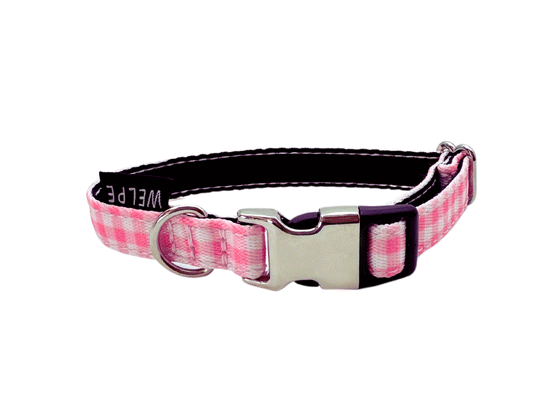 COLLAR PARA PERRO MINI VICHY ROSA