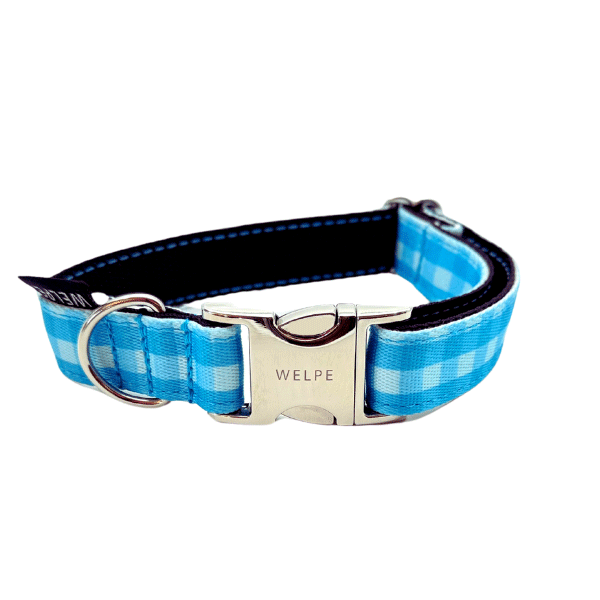 COLLAR PARA PERRO VICHY AZUL