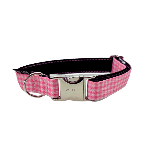 COLLAR PARA PERRO VICHY ROSA